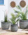Set di 3 vasi per piante rattan sintetico grigio e bianco GEFIRA_826522
