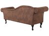 Left Hand Chaise Lounge Faux Suede Brown LATTES_738781