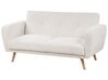 Ensemble canapés et fauteuil en tissu bouclé blanc 6 places avec pouf FLORLI_906086