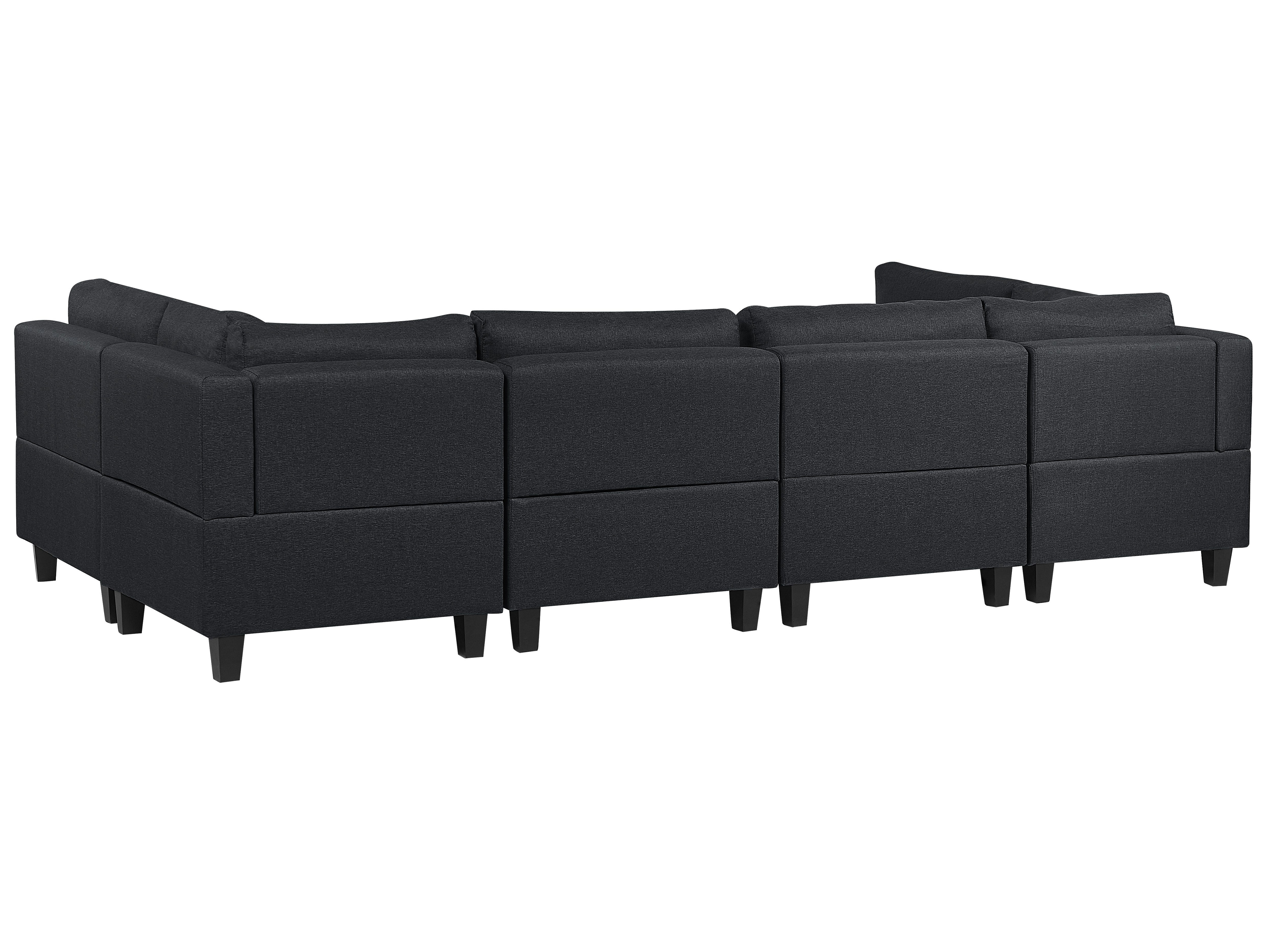 6 Seater UShaped Modular Fabric Sofa with Ottoman Dark Grey FEVIK