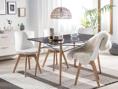 Ruokapöytä musta/vaalea puu 140 x 80 cm BIONDI