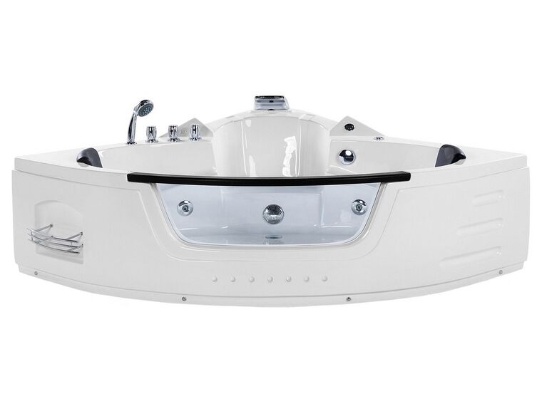 Whirlpool Badewanne weiss Eckmodell mit LED 198 x 144 cm MARTINICA_762892