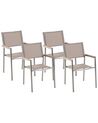 Conjunto de 4 cadeiras de jardim em metal e tela creme GROSSETO_818404