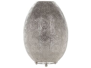 Metal Moroccan Lantern Table Lamp Silver MARINGA