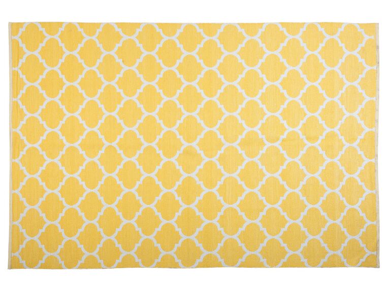 Outdoor Teppich gelb 140 x 200 cm marokkanisches Muster zweiseitig Kurzflor AKSU_733387
