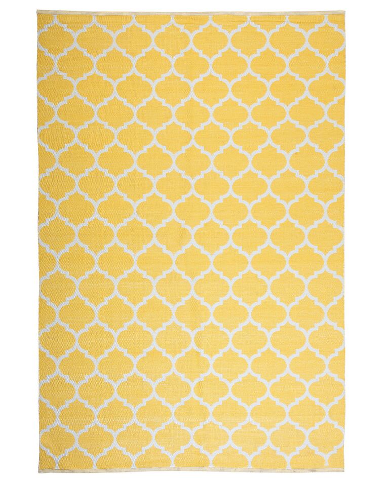 Outdoor Teppich gelb 140 x 200 cm marokkanisches Muster zweiseitig Kurzflor AKSU _733387