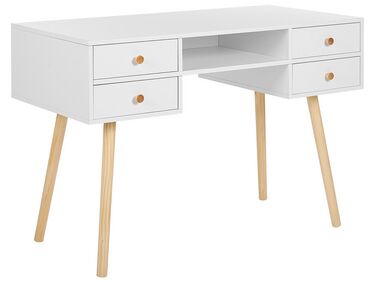 4 Drawer Home Office Desk with Shelf 110 x 55 cm White LEVIN