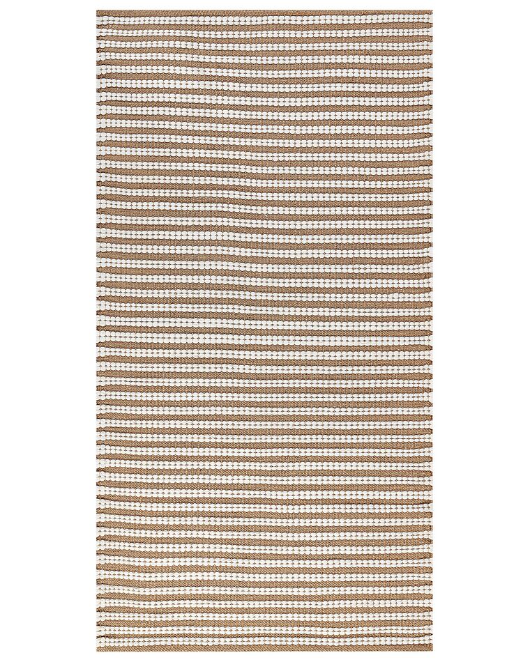 Teppich Baumwolle braun / weiss 80 x 150 cm Streifenmuster Kurzflor SOFULU_842835