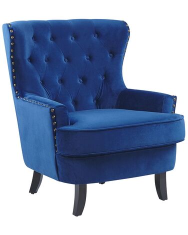 Fotel welurowy niebieski VIBORG II