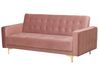 Conjunto de sala de estar 5 plazas de terciopelo rosa/dorado ABERDEEN_750269
