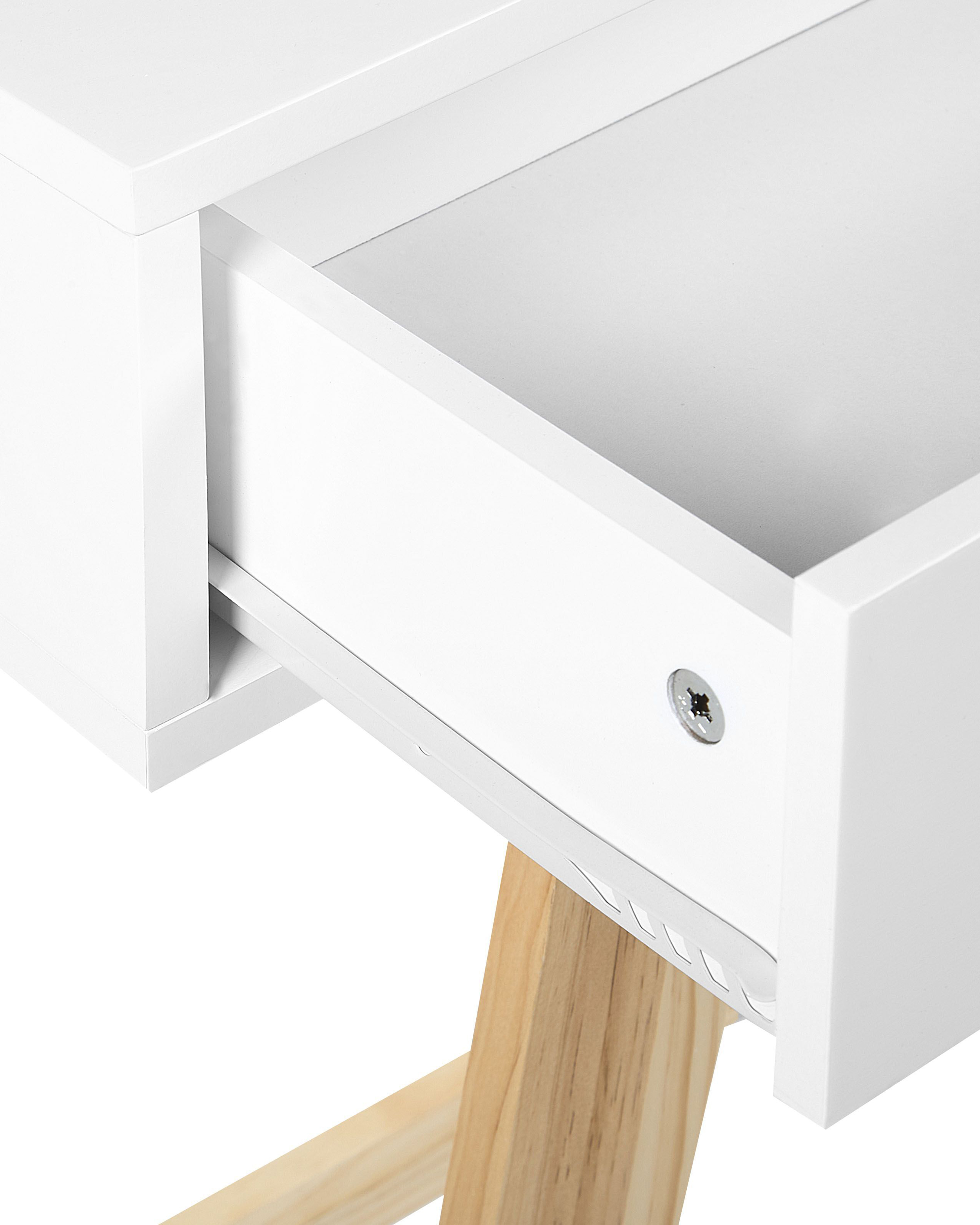 Tavolino consolle bianco e legno chiaro 101 x 36 cm SULLY_848834