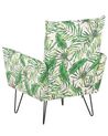Armchair Leaf Pattern White with Green RIBE_788689