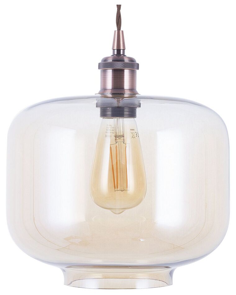 Lampe suspension cuivré en verre LANATA_694803