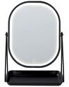 Espejo de maquillaje LED de metal plateado/negro 20 x 32 cm DORDOGNE_848328