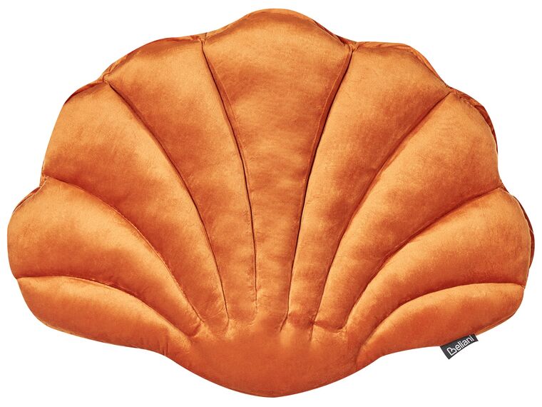 Poduszka dekoracyjna muszla welurowa 47 x 35 cm pomarańczowa CONSOLIDA_889115