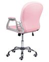 Krzesło biurowe regulowane ekoskóra różowe z kryształkami PRINCESS_855596