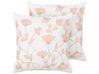 Set of 2 Embroidered Cotton Cushions Floral Pattern 45 x 45 cm White and Pink LUDISIA_892632