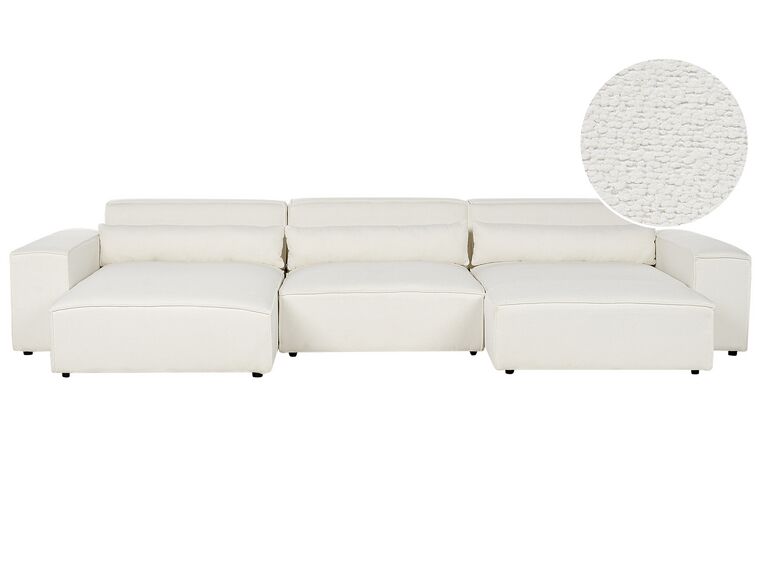 Right Hand 3 Seater Modular Boucle Corner Sofa with Ottoman White HELLNAR_911276