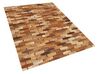 Kožený koberec patchworkový 140 x 200 cm hnědý DIGOR_780659