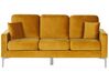 Sofa 3-osobowa welurowa żółta GAVLE_813728
