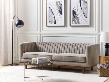 Sofa med 3 seter stoff lysebrun SKAULE