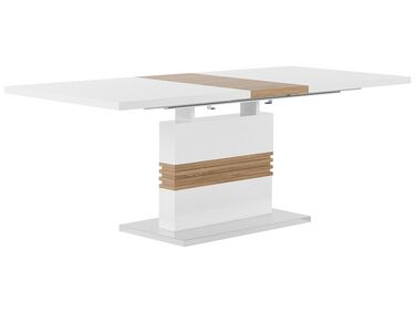 Mesa de comedor extensible blanco/madera clara 160/200 x 90 cm SANTANA