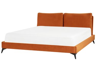 Łóżko welurowe 180 x 200 cm pomarańczowe MELLE