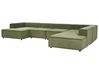 Canapé d'angle à gauche 5 places modulable en velours côtelé vert APRICA_895800