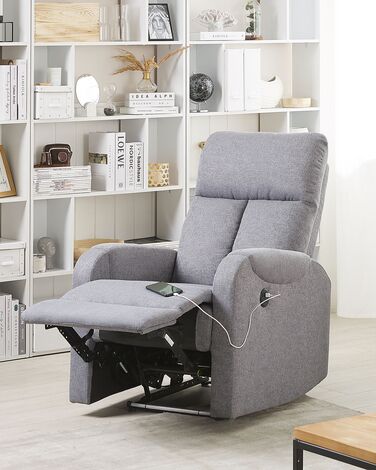 LED Recliner Chair with USB Port Grey SOMERO