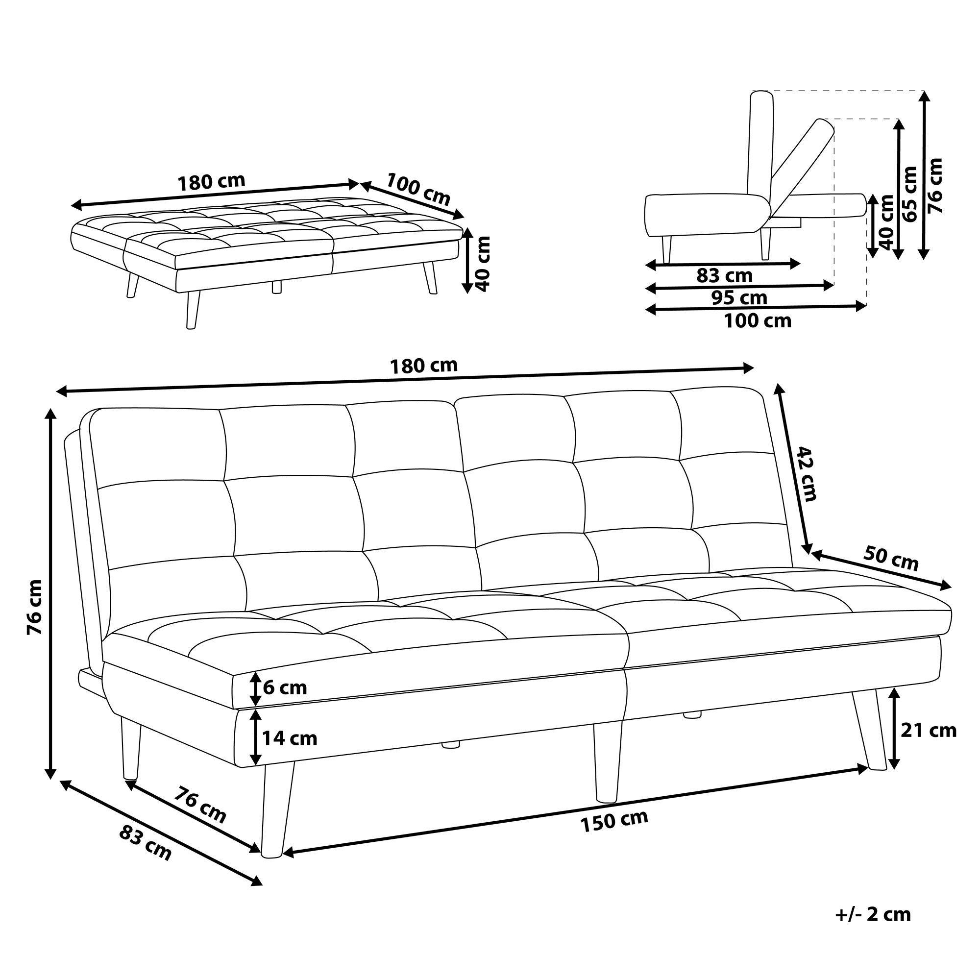 Sofa rozkładana jasnoszara RONNE