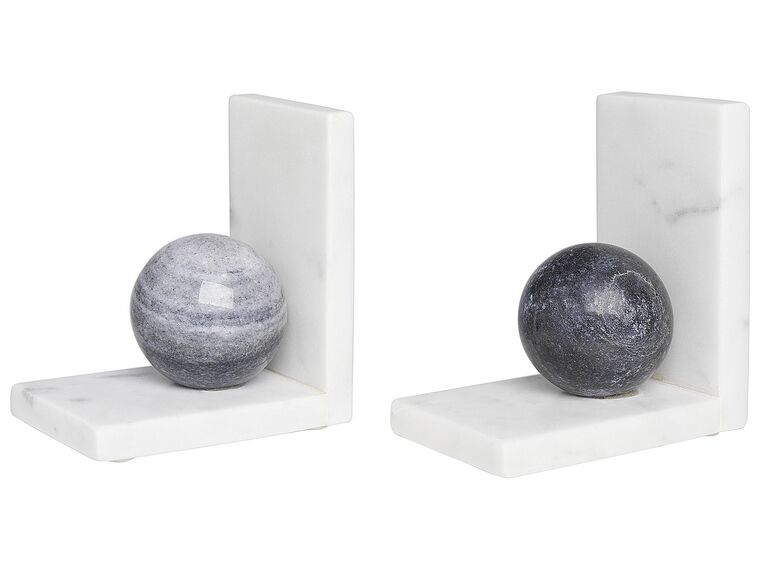 Set of 2 Marble Bookends White WOLOS_909789