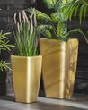 Vaso para plantas em pedra dourada 40 x 40 x 76 cm MODI_772727