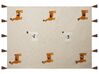 Couverture en coton à motif de lama 130 x 180 cm beige et orange KHANDWA_829286