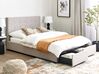 Łóżko z szufladami tapicerowane 140 x 200 cm jasnoszare LA ROCHELLE_745663