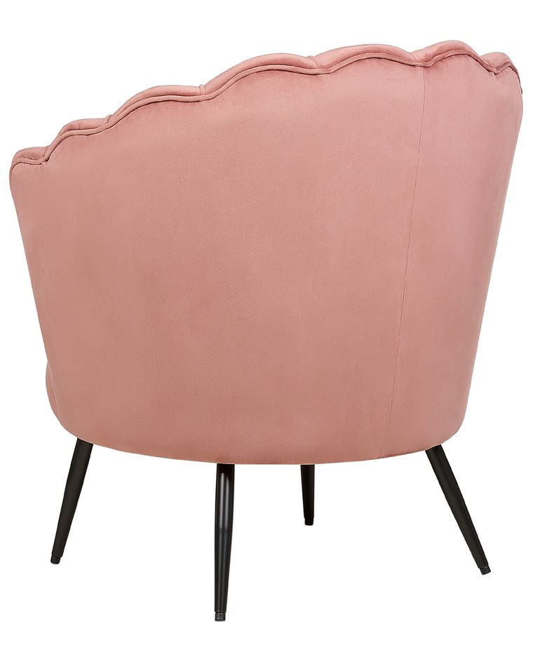 Fauteuil rococo en bois blanc et velours rose Stockholm
