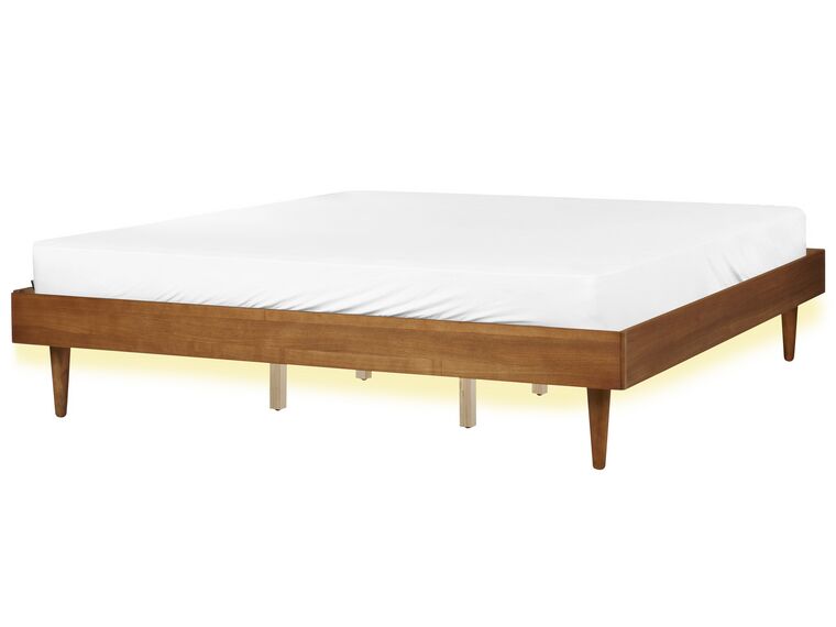 EU Super King Size Bed with LED Light Wood TOUCY_909727