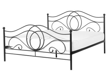 Łóżko metalowe 160 x 200 cm czarne LYRA