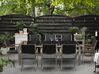 Conjunto de mesa com tampo triplo granito polido preto 220 x 100 cm e 8 cadeiras rattan sintético GROSSETO_453129