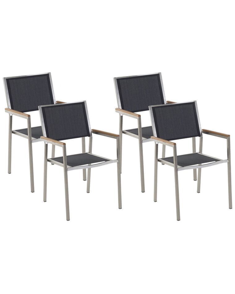Set di 4 sedie acciaio inossidabile e tessuto nero GROSSETO_818420