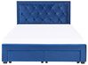 Łóżko z szufladami welurowe 160 x 200 cm niebieskie LIEVIN_821233