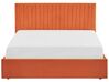 Zamatová posteľ s úložným priestorom 160 x 200 cm oranžová VION_826786
