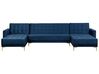 5 Seater U-Shaped Modular Velvet Sofa Navy Blue ABERDEEN_737946
