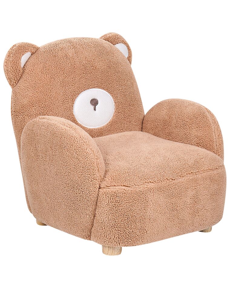 Børnelænestol med bamse i imiteret pels brun BOO_886948