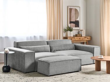 2-seters modulær sofa med ottoman stoff Grå HELLNAR