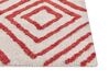 Teppich Baumwolle cremeweiß / rot 160 x 230 cm geometrisches Muster Shaggy HASKOY_842982