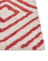 Teppich Baumwolle cremeweiß / rot 160 x 230 cm geometrisches Muster Shaggy HASKOY_842982