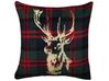 Set of 2 Cushions Reindeer Print 45 x 45 cm Green with Red RUDOLPH_769060