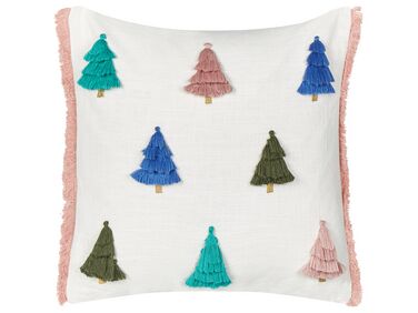 Bavlněný polštář vánoční motiv 45 x 45 cm barevný SKIMMIA
