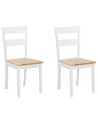 Set of 2 Wooden Dining Chairs White and Light Wood GEORGIA_696586