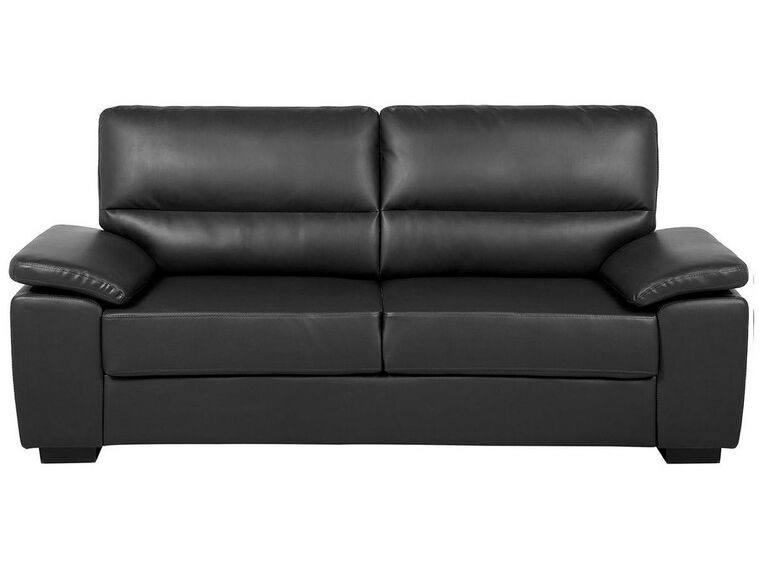 3-Sitzer Relaxsofa Aus Kunstleder - Modernes Wohnzimmer Sofa In Schwarz